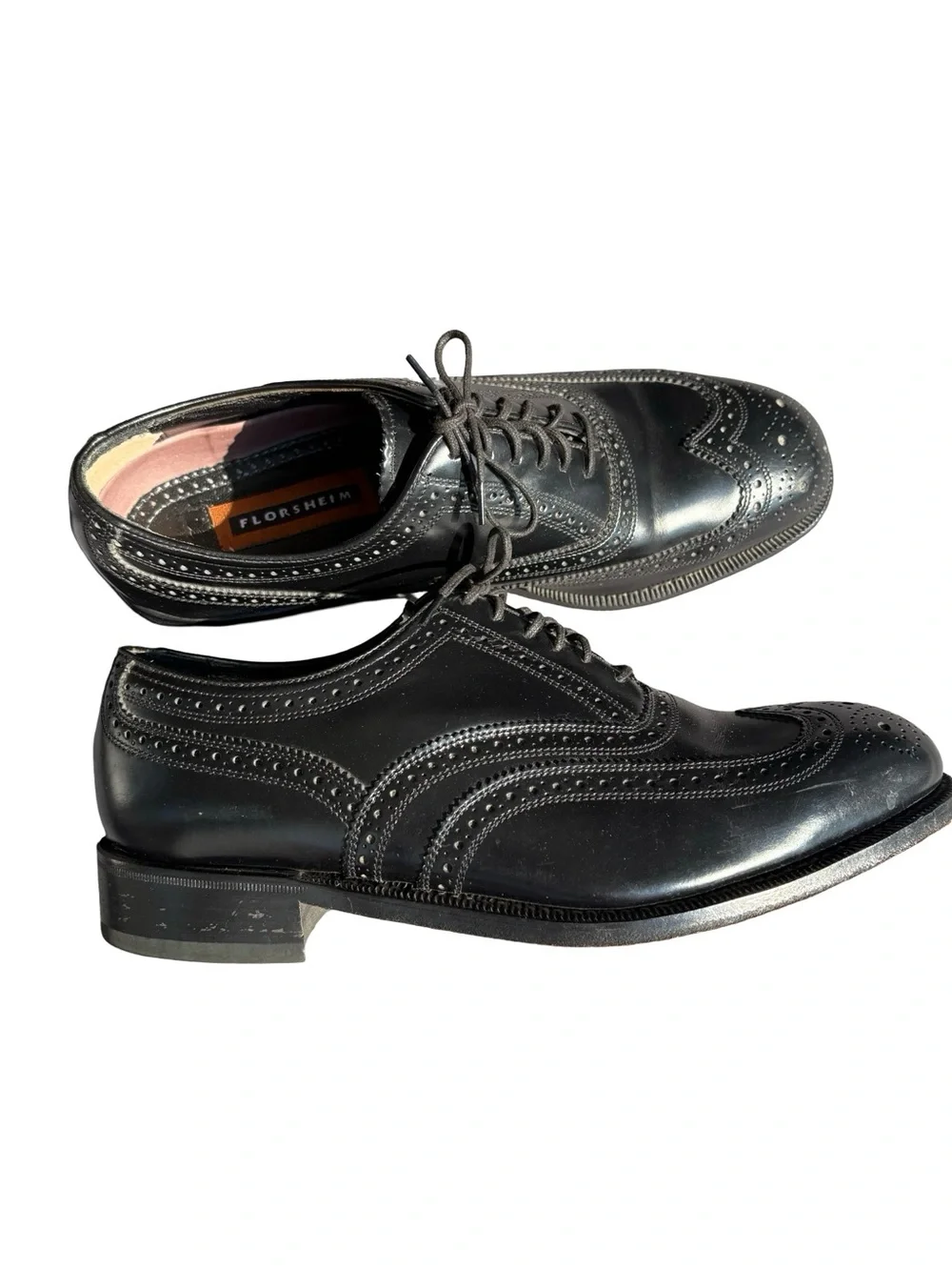 Florsheim Lexington Wingtip Oxford Black Leather Shoes Mens 9 Narrow Fit